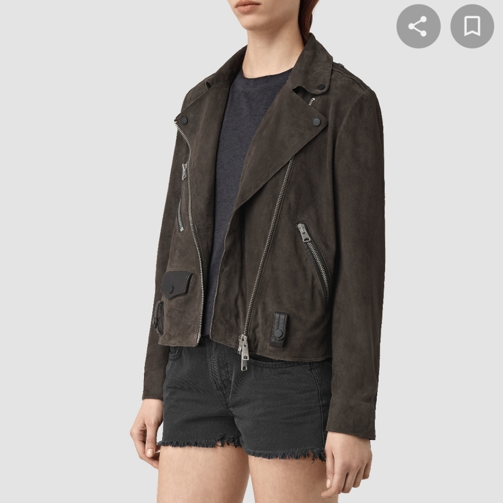 All saints Richardson brown biker suede jacket